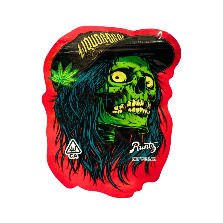 Green Skull Mylar Bags - Set of 50