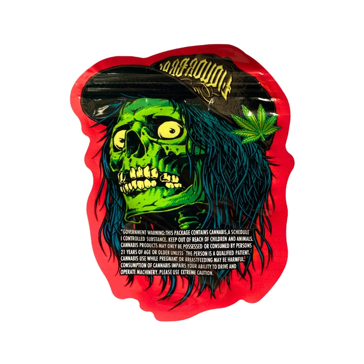 Green Skull Mylar Bags - Set of 50