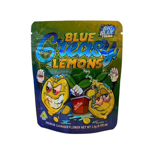 Blue Greasy Lemons Mylar Bags - Set of 50