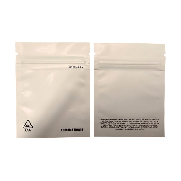 White 1 gram Mylar Bags - Set of 50