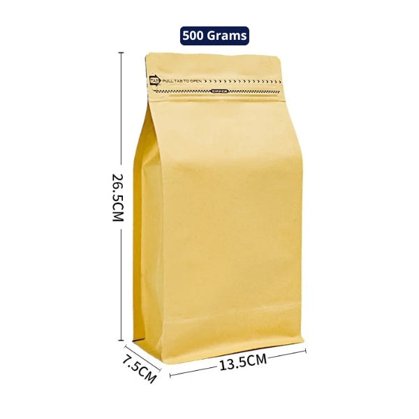 Kraft Coffee Bags with valve - Sets of 50