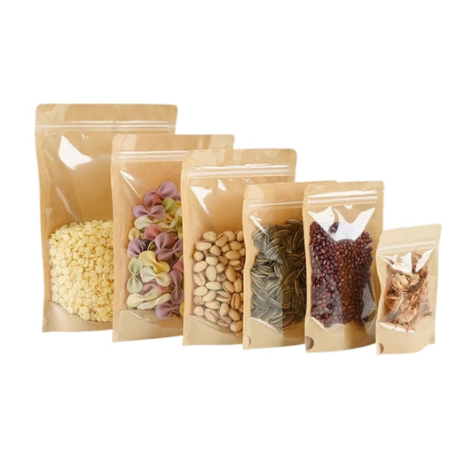 Kraft Paper Pouches with Clear Front – Sets of 50